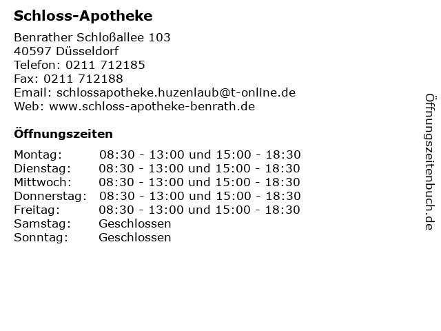 Schloss-Apotheke in Düsseldorf: Adresse und Öffnungszeiten