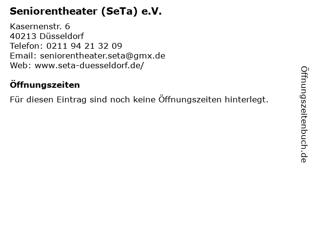 Seniorentheater (SeTa) e.V. in Düsseldorf: Adresse und Öffnungszeiten