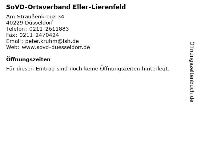 SoVD-Ortsverband Eller-Lierenfeld in Düsseldorf: Adresse und Öffnungszeiten
