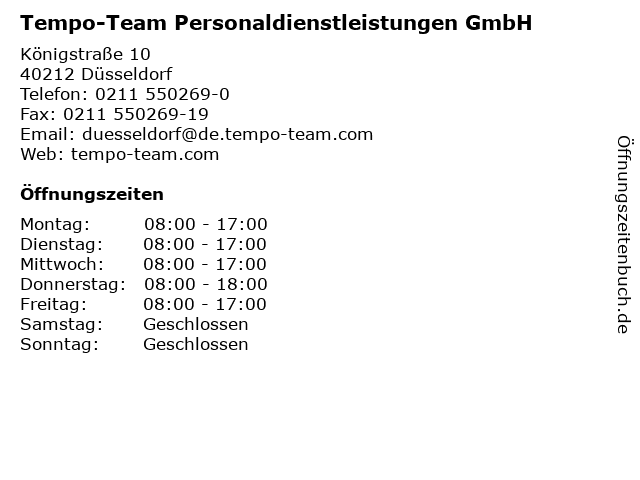 Tempo-Team Personaldienstleistungen GmbH in Düsseldorf: Adresse und Öffnungszeiten
