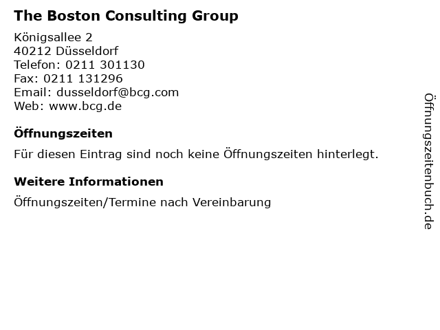 The Boston Consulting Group in Düsseldorf: Adresse und Öffnungszeiten