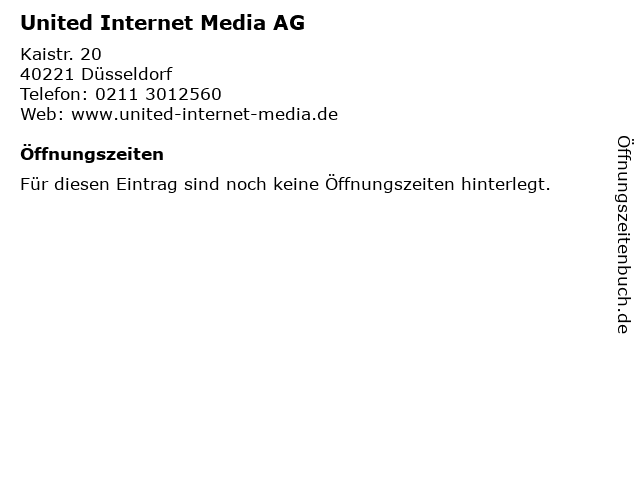 United Internet Media AG in Düsseldorf: Adresse und Öffnungszeiten
