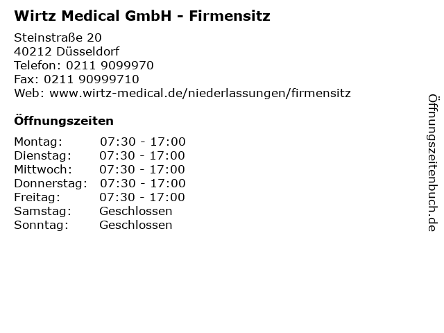 Wirtz Medical GmbH - Firmensitz in Düsseldorf: Adresse und Öffnungszeiten