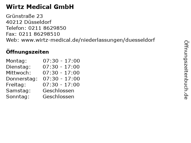 Wirtz Medical GmbH in Düsseldorf: Adresse und Öffnungszeiten