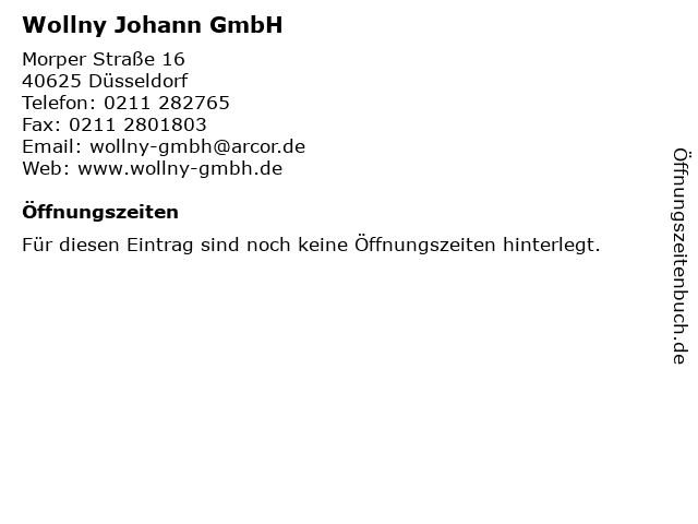 Wollny Johann GmbH in Düsseldorf: Adresse und Öffnungszeiten