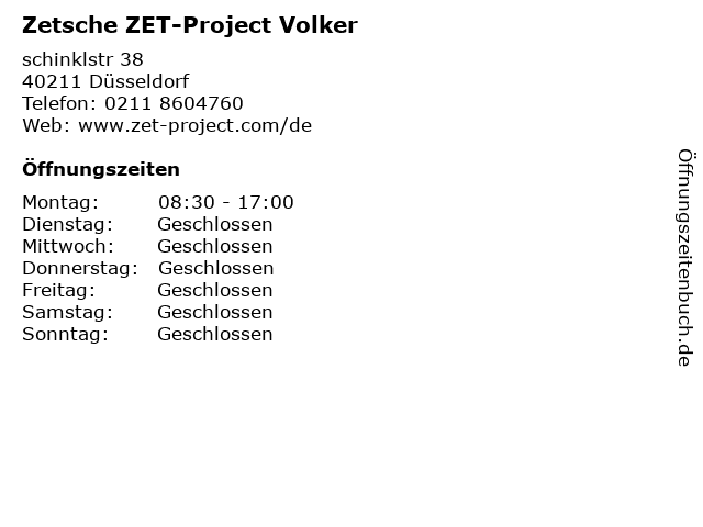 Zetsche ZET-Project Volker in Düsseldorf: Adresse und Öffnungszeiten