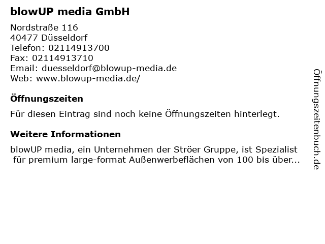 blowUP media GmbH in Düsseldorf: Adresse und Öffnungszeiten