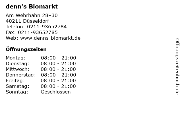 denn's Biomarkt in Düsseldorf: Adresse und Öffnungszeiten