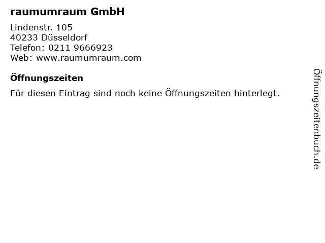 raumumraum GmbH in Düsseldorf: Adresse und Öffnungszeiten