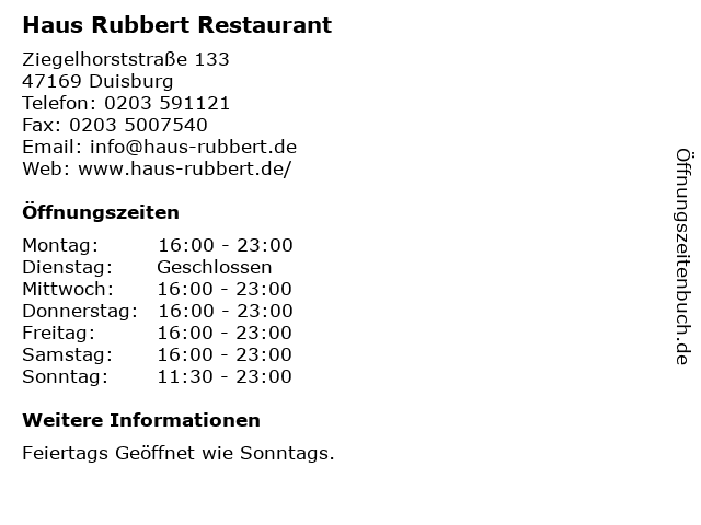 ᐅ Öffnungszeiten „Haus Rubbert Restaurant