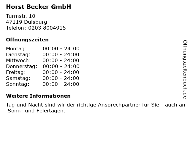 Horst Becker GmbH in Duisburg: Adresse und Öffnungszeiten