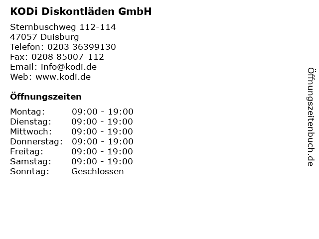 KODi Diskontläden GmbH in Duisburg: Adresse und Öffnungszeiten