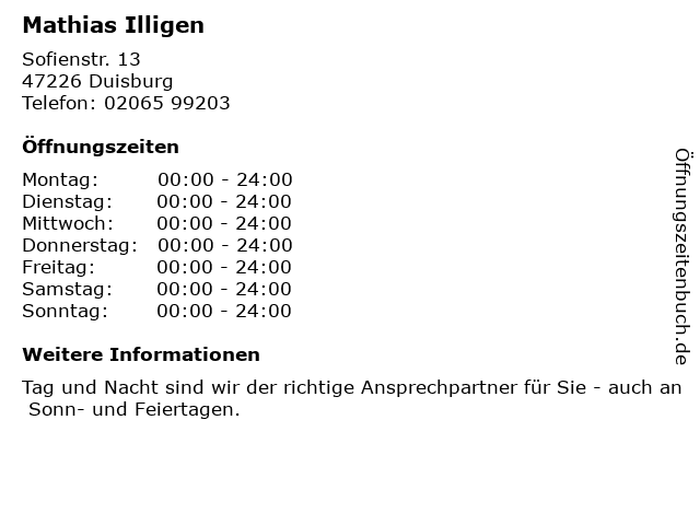 Mathias Illigen in Duisburg: Adresse und Öffnungszeiten