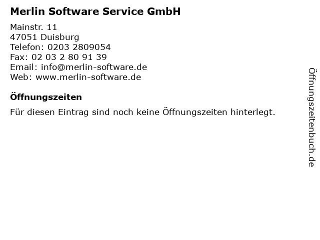 Merlin Software Service GmbH in Duisburg: Adresse und Öffnungszeiten