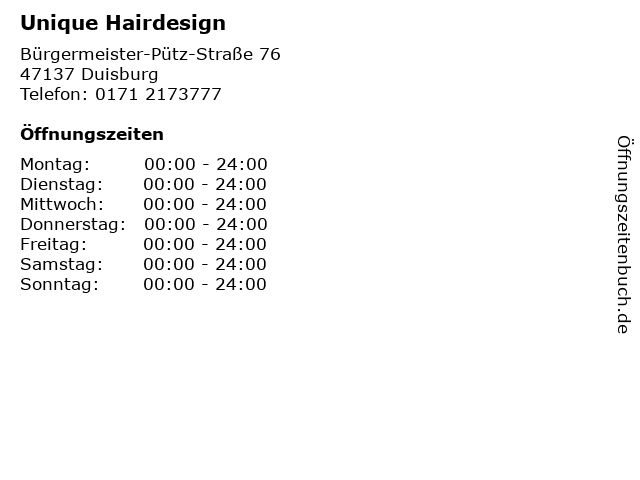 Unique Hairdesign in Duisburg: Adresse und Öffnungszeiten
