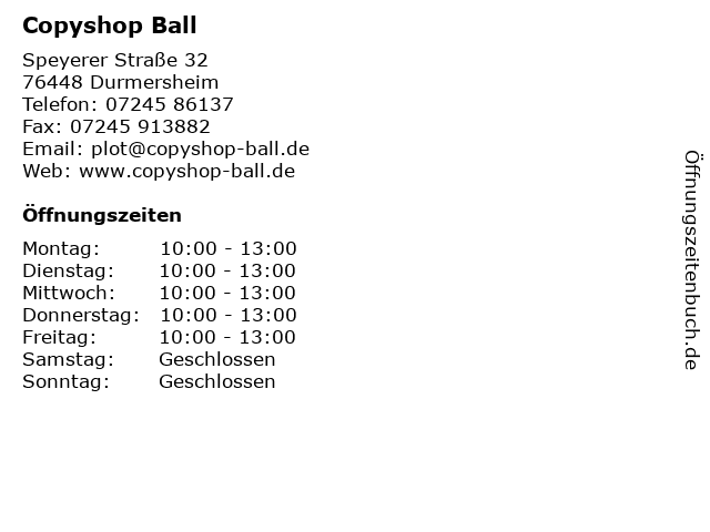 Copyshop Ball in Durmersheim: Adresse und Öffnungszeiten