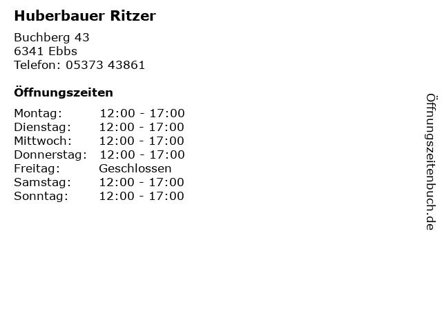 Huberbauer Ritzer in Ebbs: Adresse und Öffnungszeiten