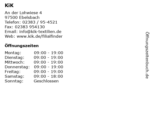 KiK in Ebelsbach: Adresse und Öffnungszeiten