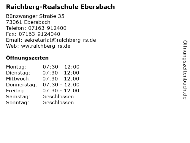 Raichberg-Realschule Ebersbach in Ebersbach: Adresse und Öffnungszeiten