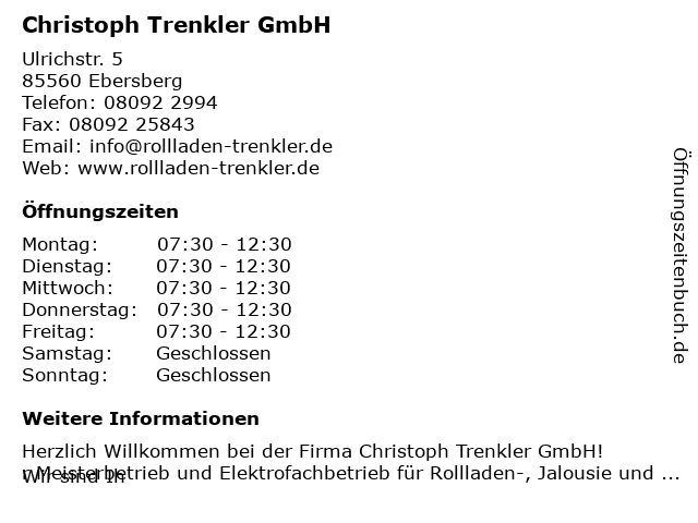 Christoph Trenkler GmbH in Ebersberg: Adresse und Öffnungszeiten