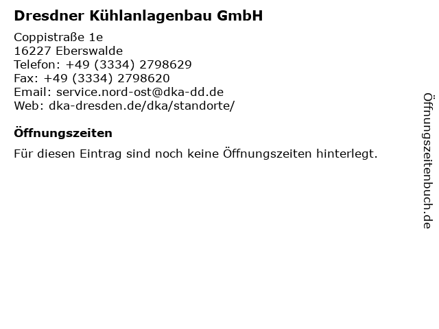 Dresdner Kühlanlagenbau GmbH in Eberswalde: Adresse und Öffnungszeiten