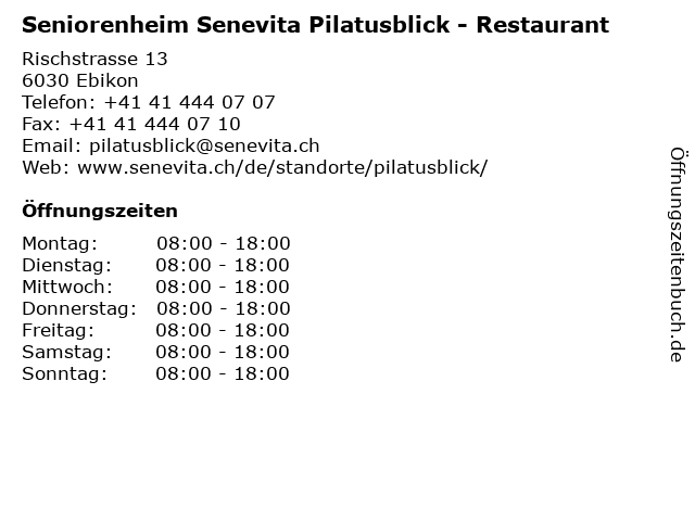 Seniorenheim Senevita Pilatusblick - Restaurant in Ebikon: Adresse und Öffnungszeiten