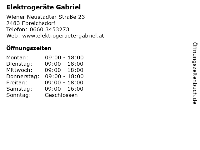 Elektrogeräte Gabriel in Ebreichsdorf: Adresse und Öffnungszeiten