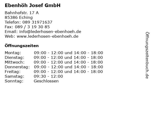 Ebenhöh Josef GmbH in Eching: Adresse und Öffnungszeiten