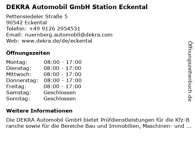 DEKRA Automobil GmbH Station Eckental in Eckental: Adresse und Öffnungszeiten