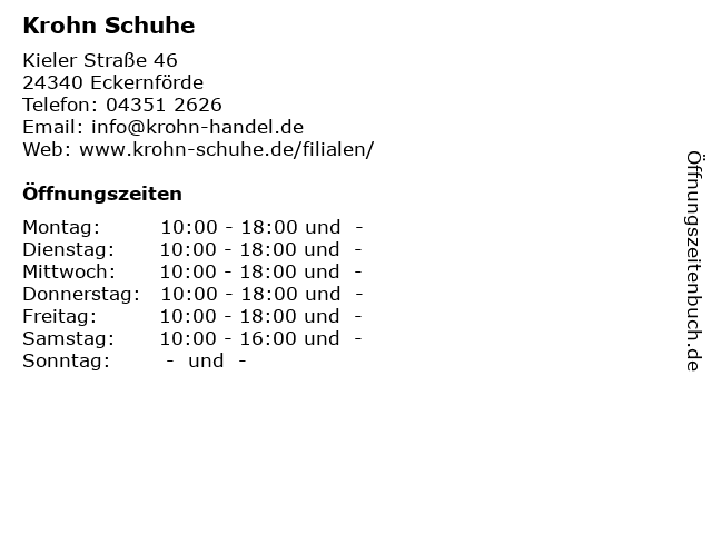 Krohn Schuhe in Eckernförde: Adresse und Öffnungszeiten