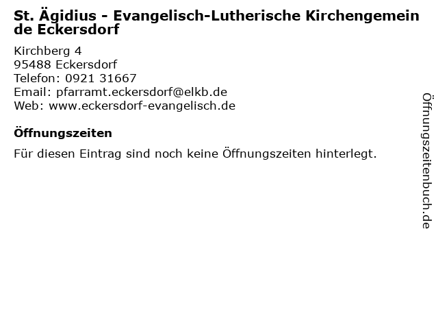 ᐅ Offnungszeiten Evang Pfarramt Eckersdorf Eckehartstr 23