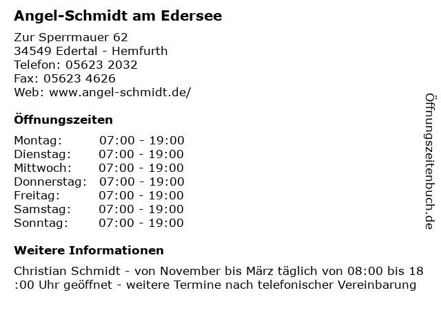 Angel-Schmidt am Edersee in Edertal - Hemfurth: Adresse und Öffnungszeiten
