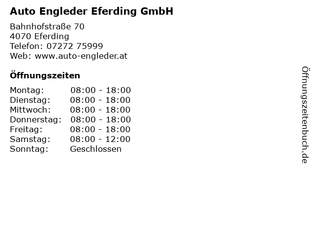 Auto Engleder Eferding GmbH in Eferding: Adresse und Öffnungszeiten