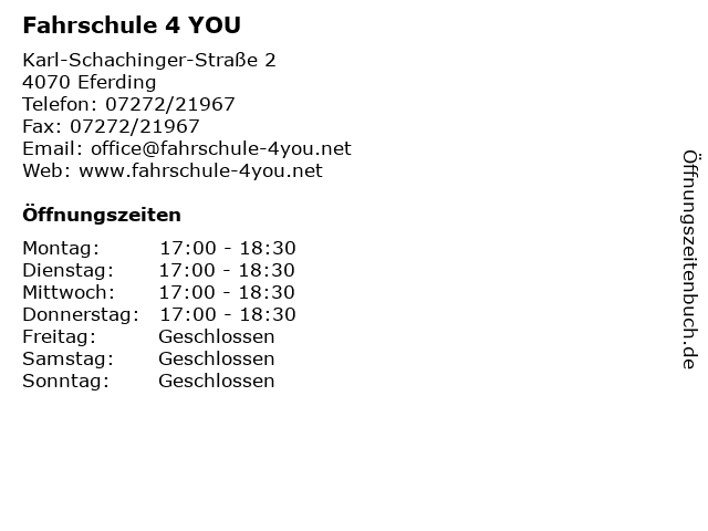 Fahrschule 4 YOU in Eferding: Adresse und Öffnungszeiten
