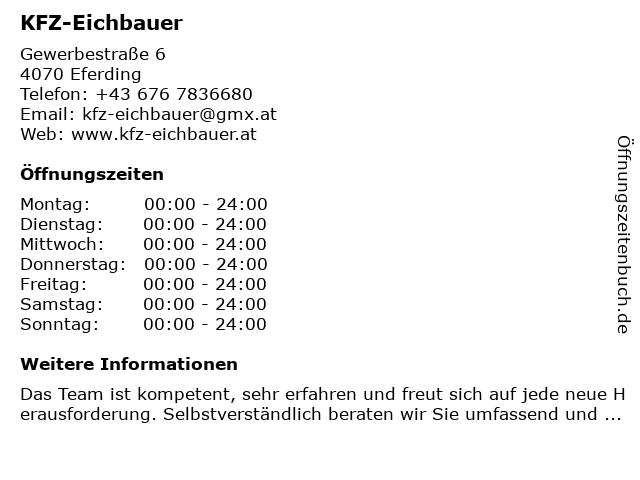 KFZ-Eichbauer in Eferding: Adresse und Öffnungszeiten