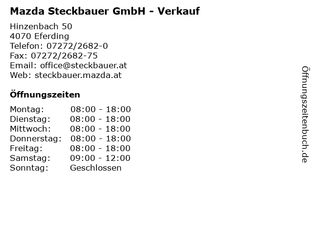Mazda Steckbauer GmbH - Verkauf in Eferding: Adresse und Öffnungszeiten