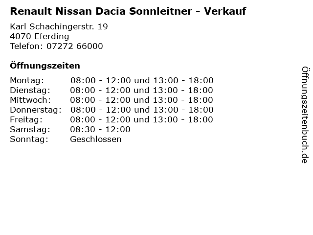 Renault Nissan Dacia Sonnleitner - Verkauf in Eferding: Adresse und Öffnungszeiten