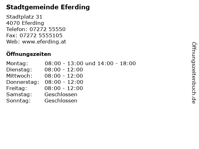 Stadtgemeinde Eferding in Eferding: Adresse und Öffnungszeiten