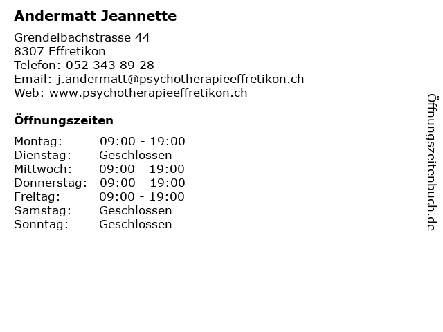 Jeannette Andermatt in Effretikon: Adresse und Öffnungszeiten