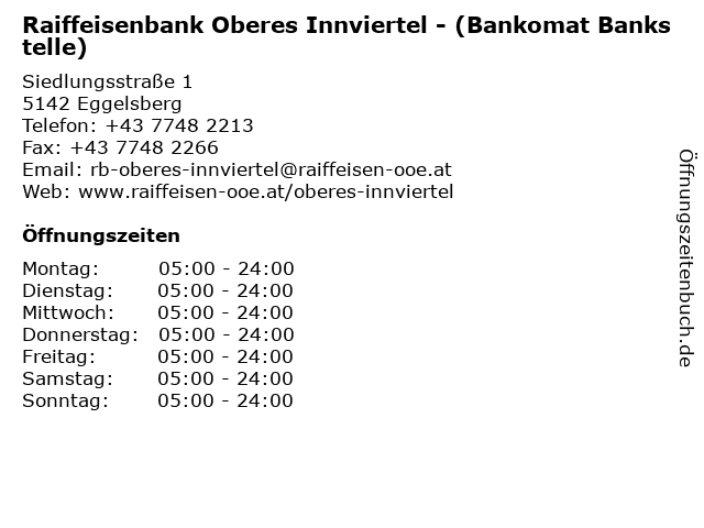 Raiffeisenbank Oberes Innviertel - (Bankomat Bankstelle) in Eggelsberg: Adresse und Öffnungszeiten