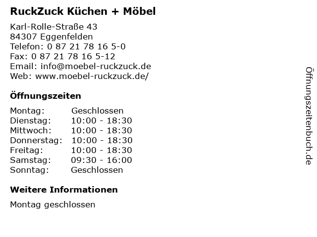 RuckZuck Küchen + Möbel in Eggenfelden: Adresse und Öffnungszeiten