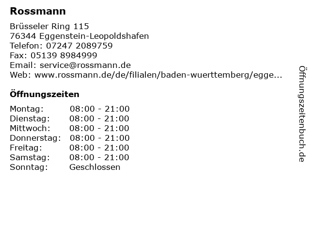 Rossmann in Eggenstein-Leopoldshafen: Adresse und Öffnungszeiten