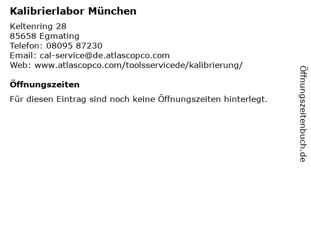 Kalibrierlabor München in Egmating: Adresse und Öffnungszeiten