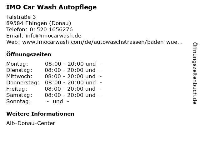 IMO Car Wash Autopflege in Ehingen (Donau): Adresse und Öffnungszeiten