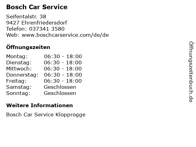 Bosch Car Service in Ehrenfriedersdorf: Adresse und Öffnungszeiten