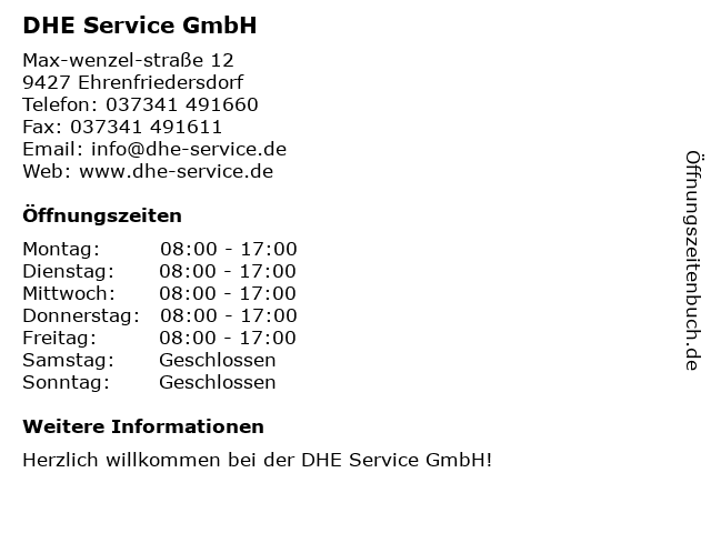 DHE Service GmbH in Ehrenfriedersdorf: Adresse und Öffnungszeiten