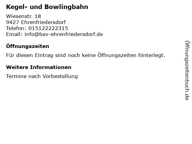 Kegel- und Bowlingbahn in Ehrenfriedersdorf: Adresse und Öffnungszeiten