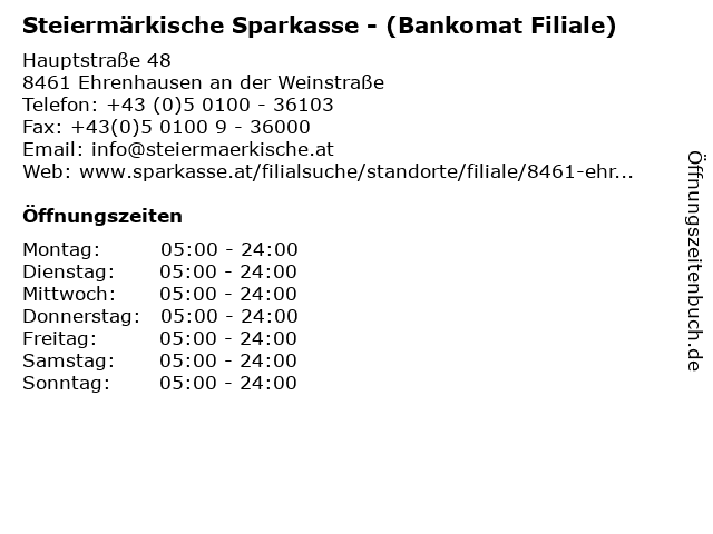 Steiermärkische Sparkasse - (Bankomat Filiale) in Ehrenhausen an der Weinstraße: Adresse und Öffnungszeiten