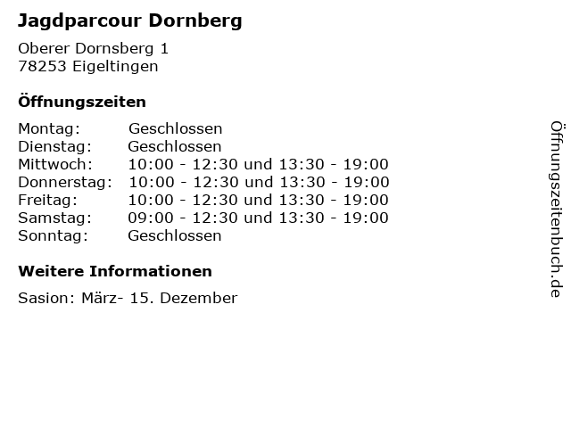 Jagdparcour Dornberg in Eigeltingen: Adresse und Öffnungszeiten