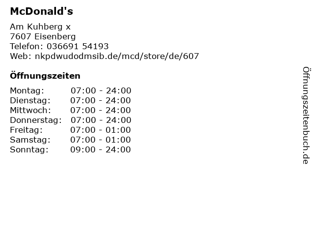 McDonald's in Eisenberg: Adresse und Öffnungszeiten
